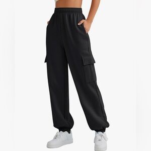 Black Oversized High Rise Cargo Sweatpants